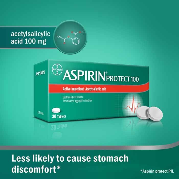 Aspirin Protect 100mg Tablets for Heart Health - 30 Tabs